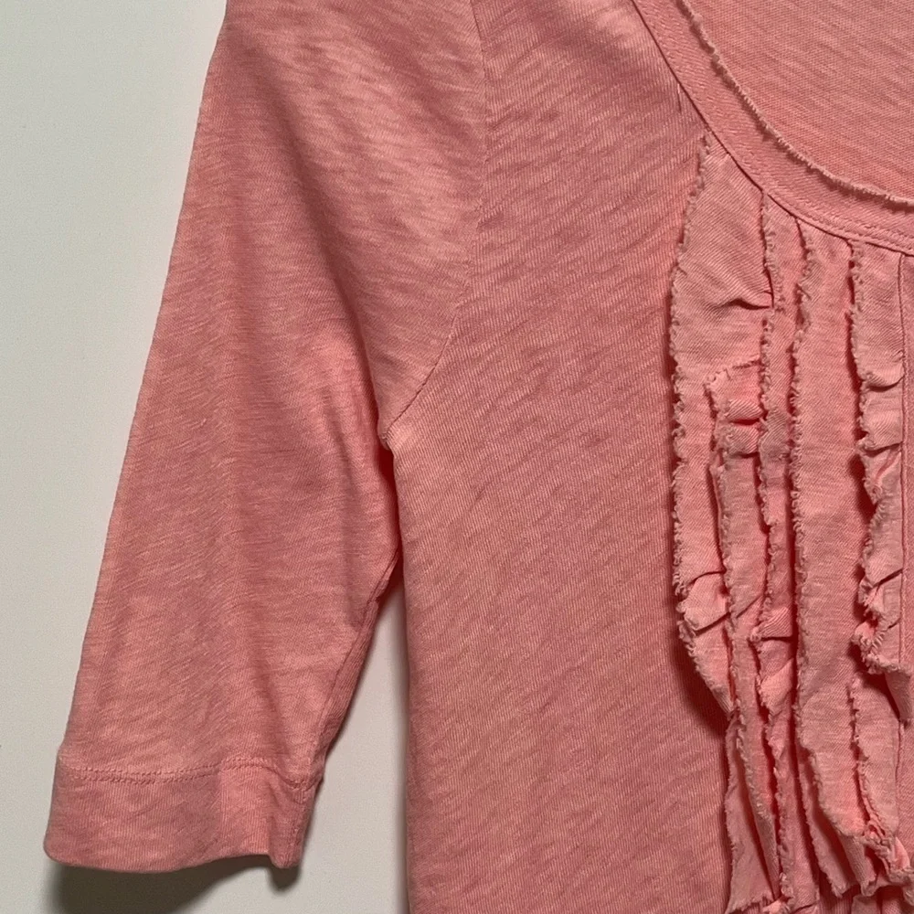 J. Crew Painter T Soft Pink Ruffle slub cotton round neck short sleeve top, New